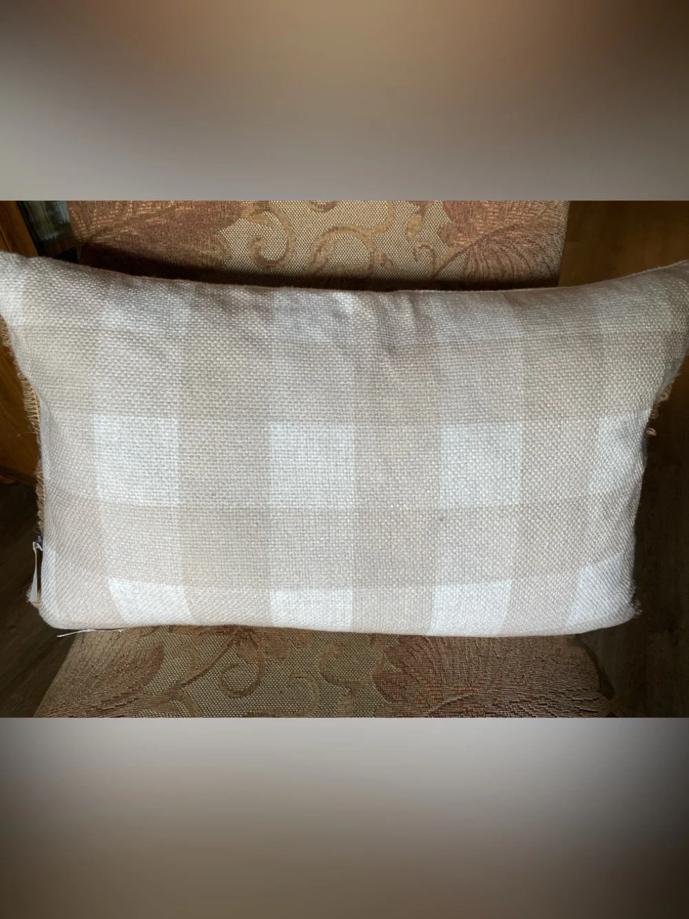 Autumn Pumpkin Lumbar Accent Pillow - White, Green & Cream